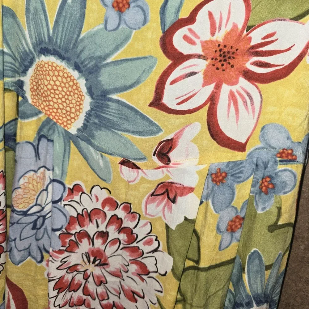 Jams World Sz S Janice Riesling AOP Floral Side Pockets Midi Dress W334X-RIES